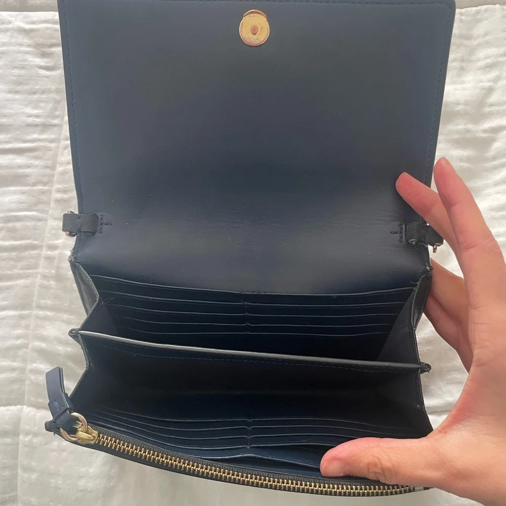 Tory Burch Black Wallet with Gold Logo